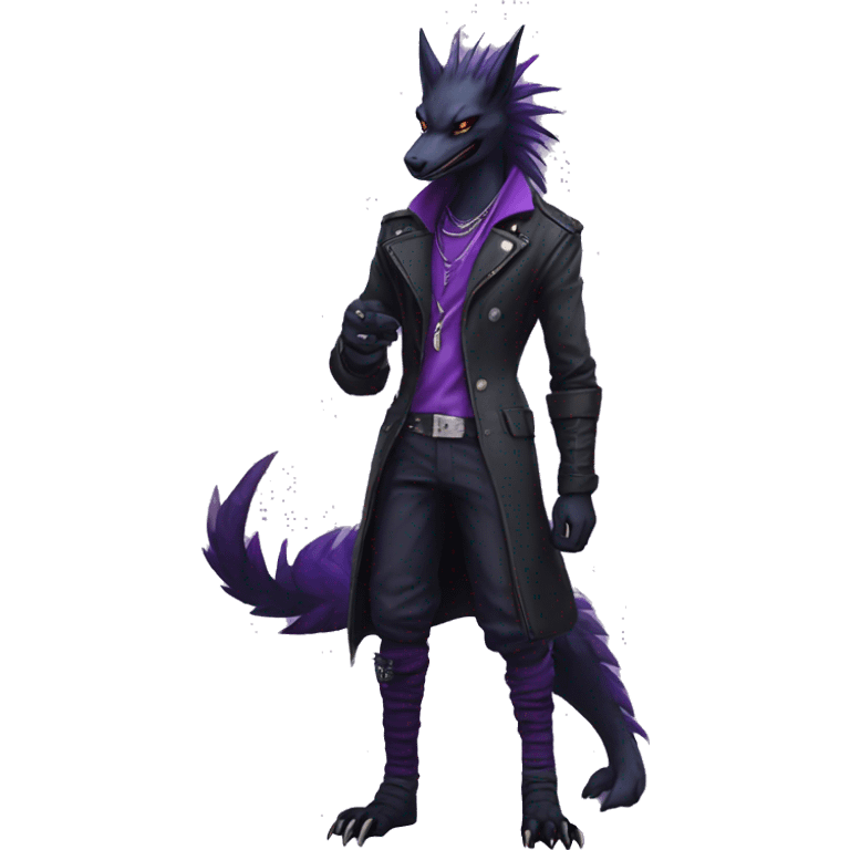 Black and purple edgy punk nargacuga-sergal full body emoji