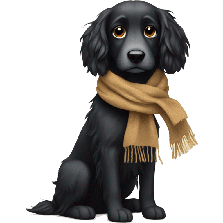 Black long hair dog with scarf emoji