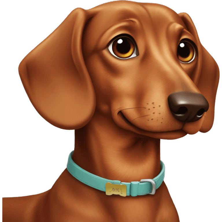 Brown dachshund with a name collar says “Bruno” emoji