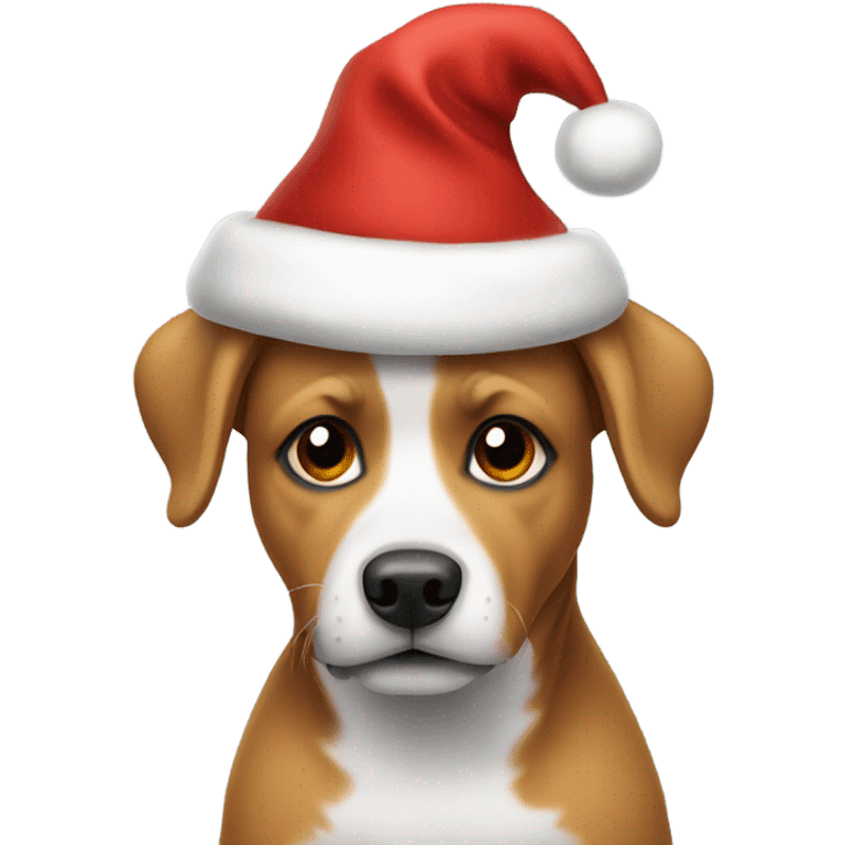 Dog wearing a Santa hat emoji