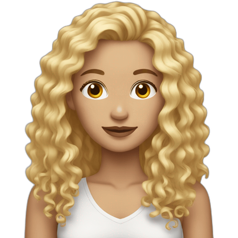 Woman blond curly hair long portrait  emoji