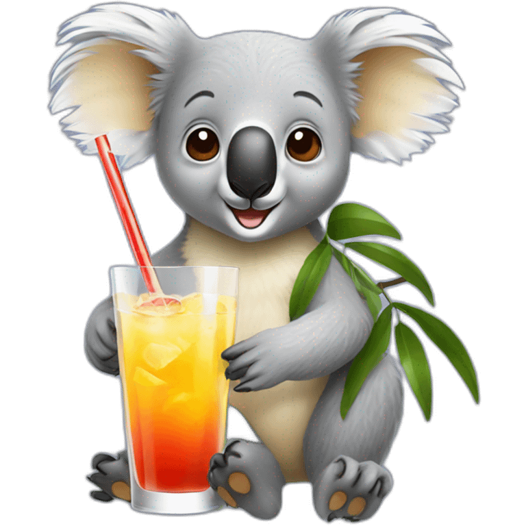 Koala drinking cocktail emoji