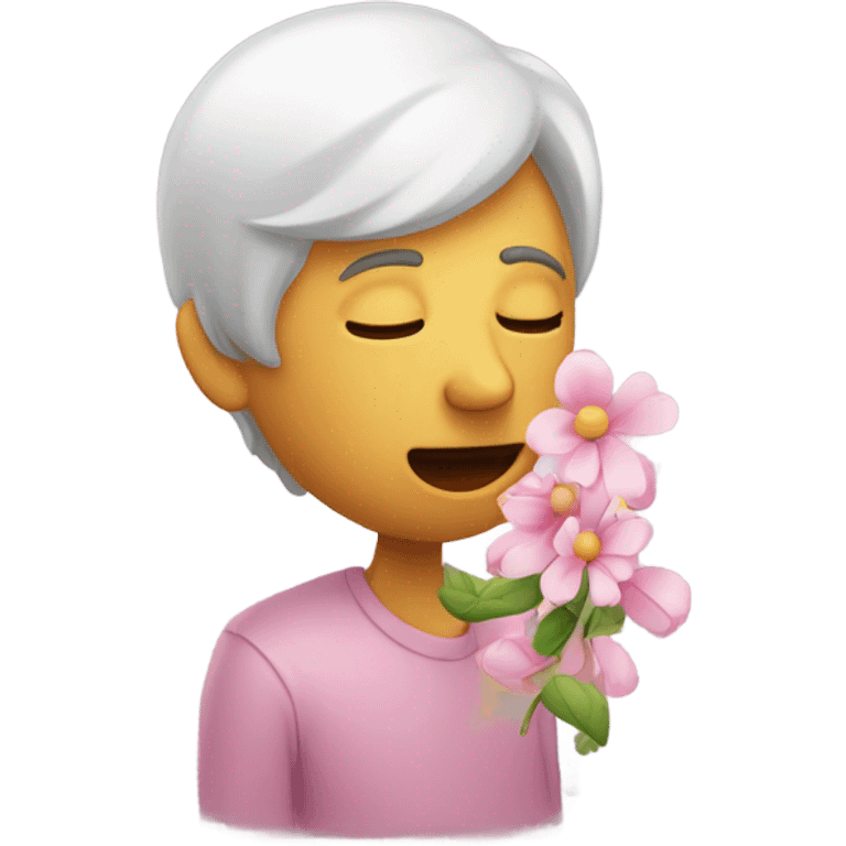 Human smelling flower with his nose ￼ emoji