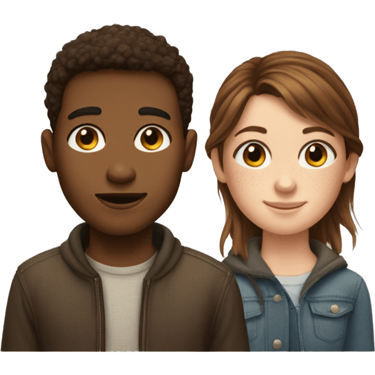 freckles brown hair girl and a short brown hair boy emoji