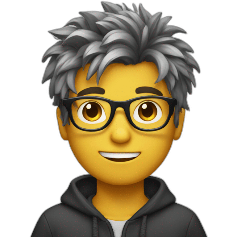 Boy with black glasses and messy hairs  emoji