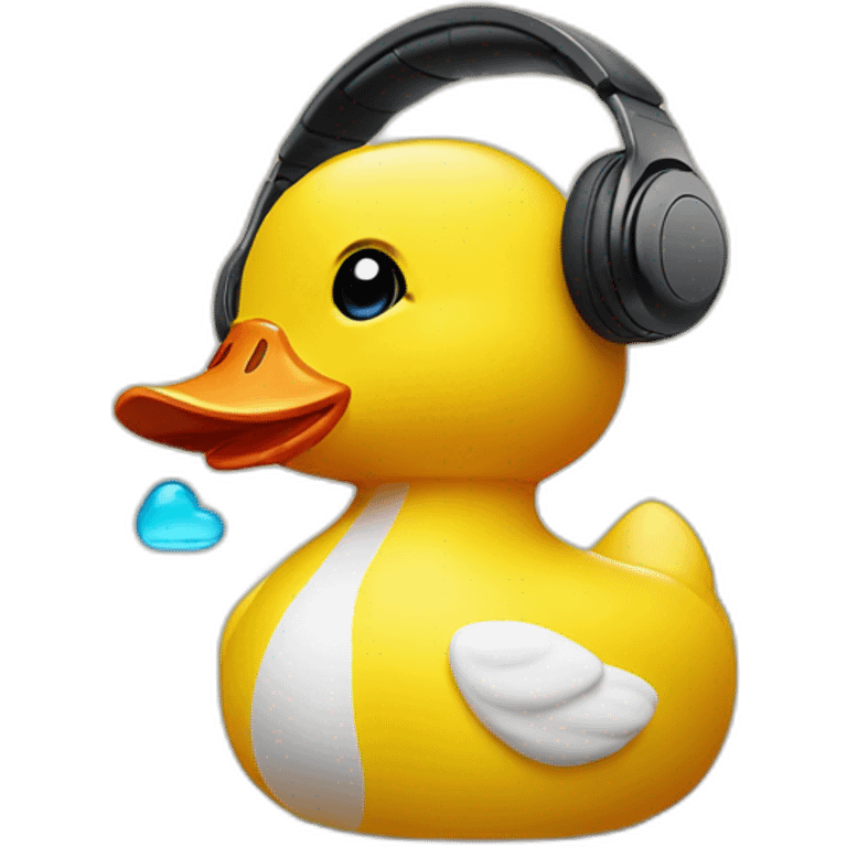 Rubber duck wearing airpods emoji