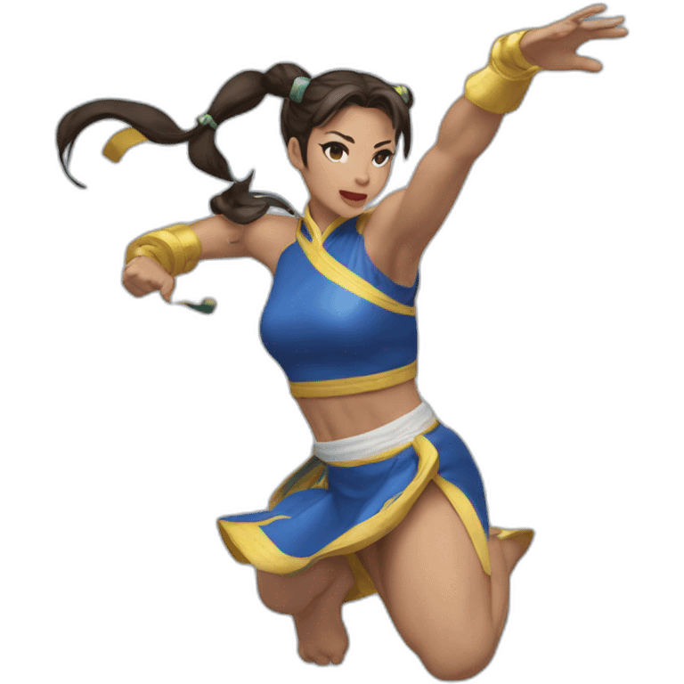 Chun-Li raise raise arms and jump high emoji