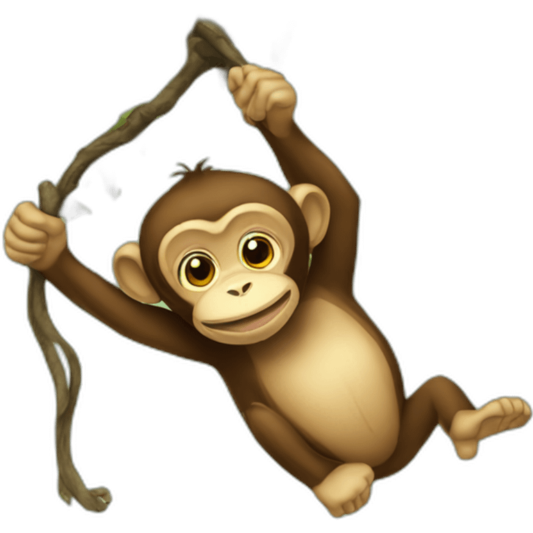 a monkey hanging from a tree emoji