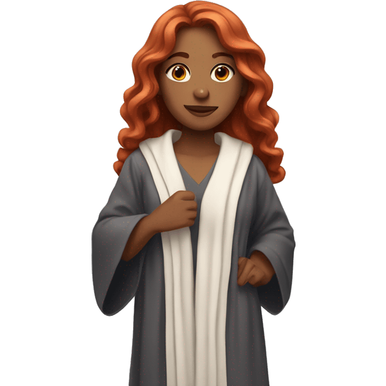 red-haired girl with long wavy hair in a robe emoji