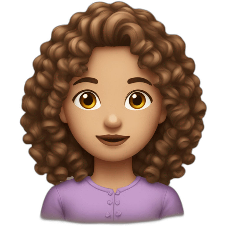 face of midle easten curly tenage girl with medium brown hair in top emoji