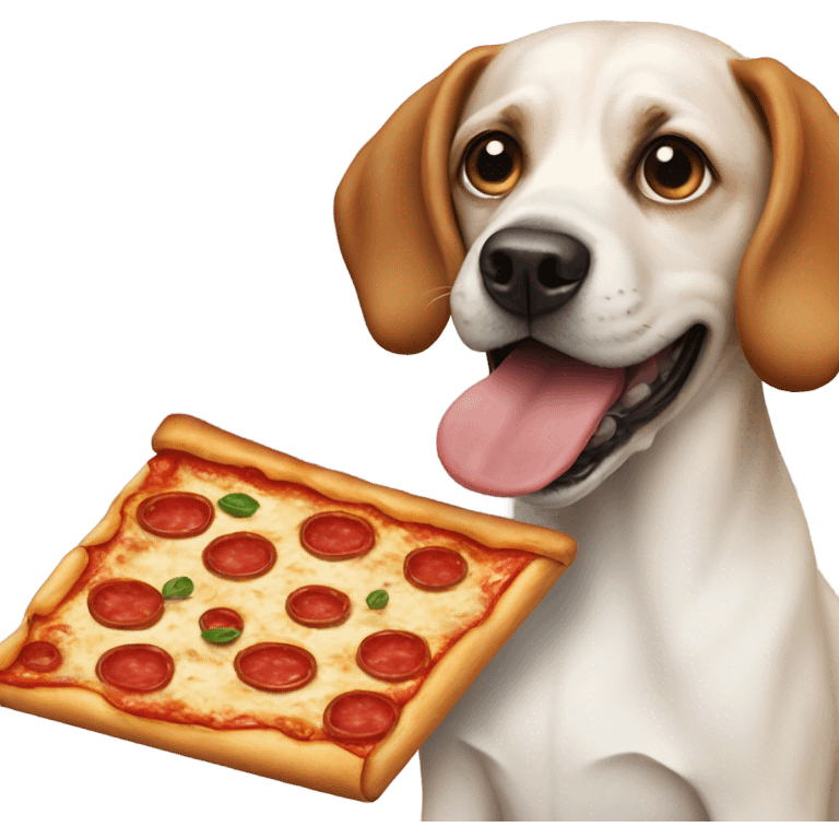 Dog with a human body eating pizza emoji