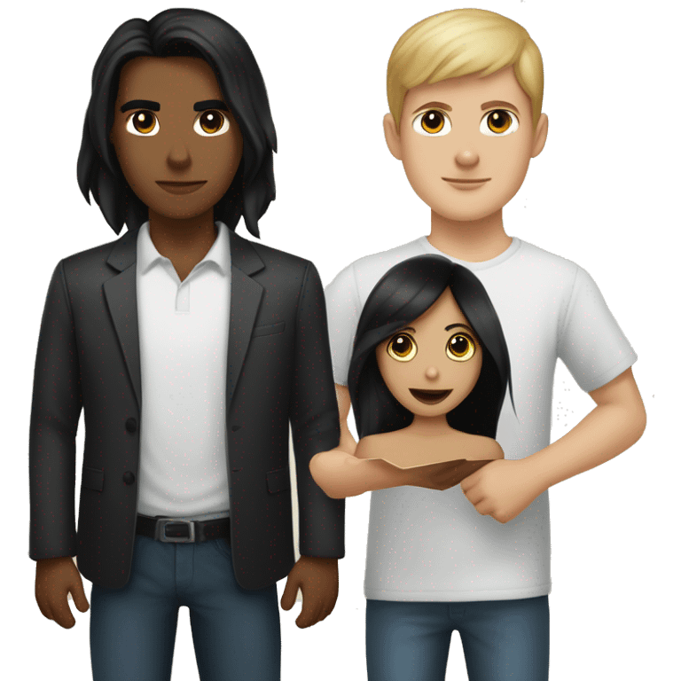 a girl with tan skin, black eyes and long black hair along with a white boy with black hair and eyes holding a banner saying ciocsukur emoji