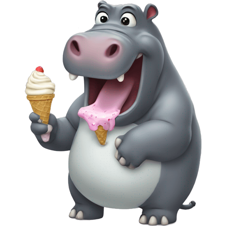 Hippopotamus eating ice cream emoji