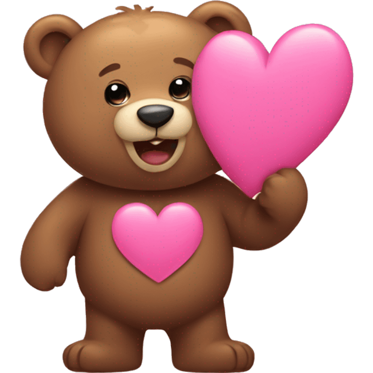 Bear with pink heart emoji