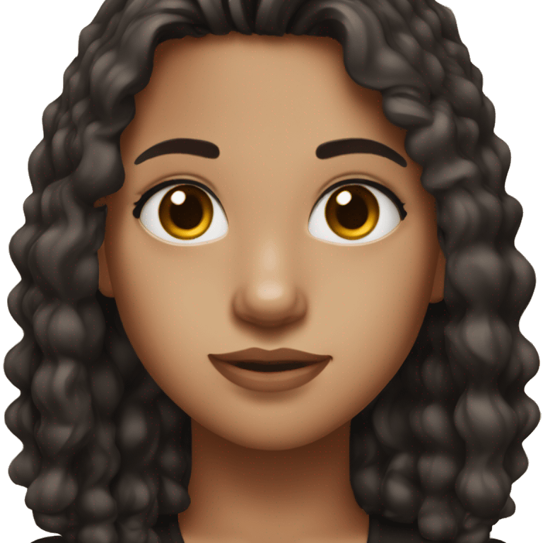 girl with brown eyes, brown medium hair, a black top and piercings emoji