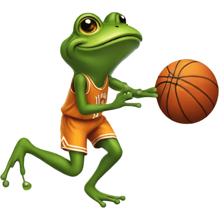 Frog shooting a basketball emoji