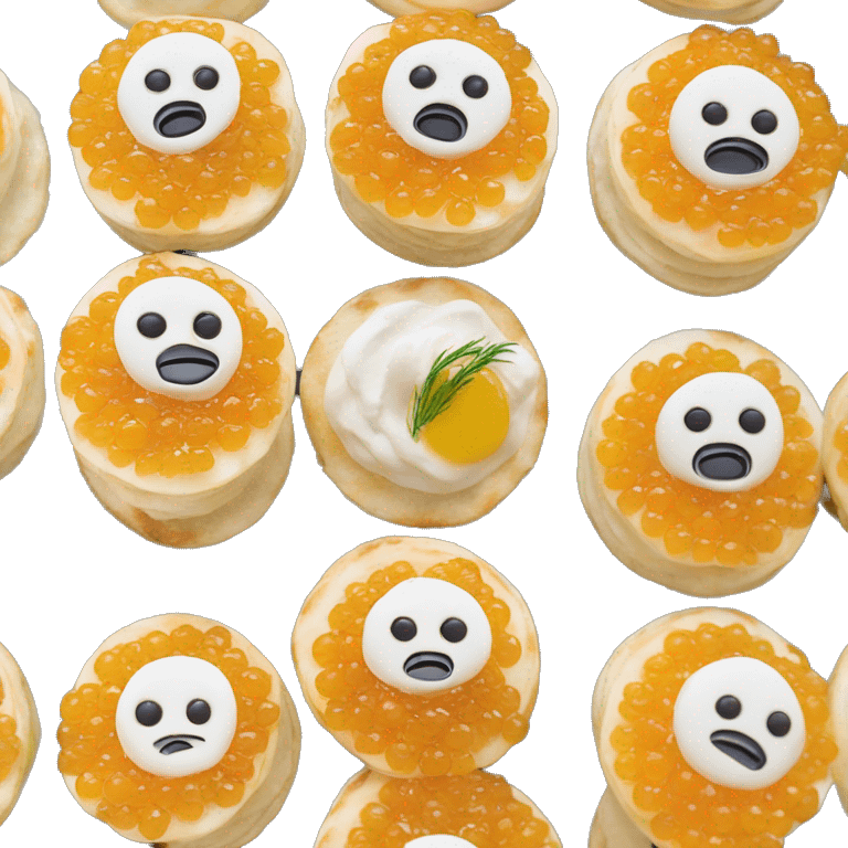 Caviar on blinis with creme fresh emoji