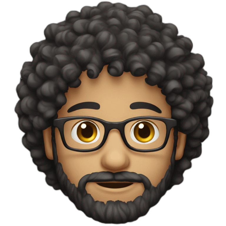 Curly haired Arab 29 year old with beard and metal rim glasses emoji