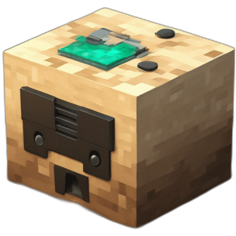 minecraft dirt block met een gamecontroler er boven op emoji