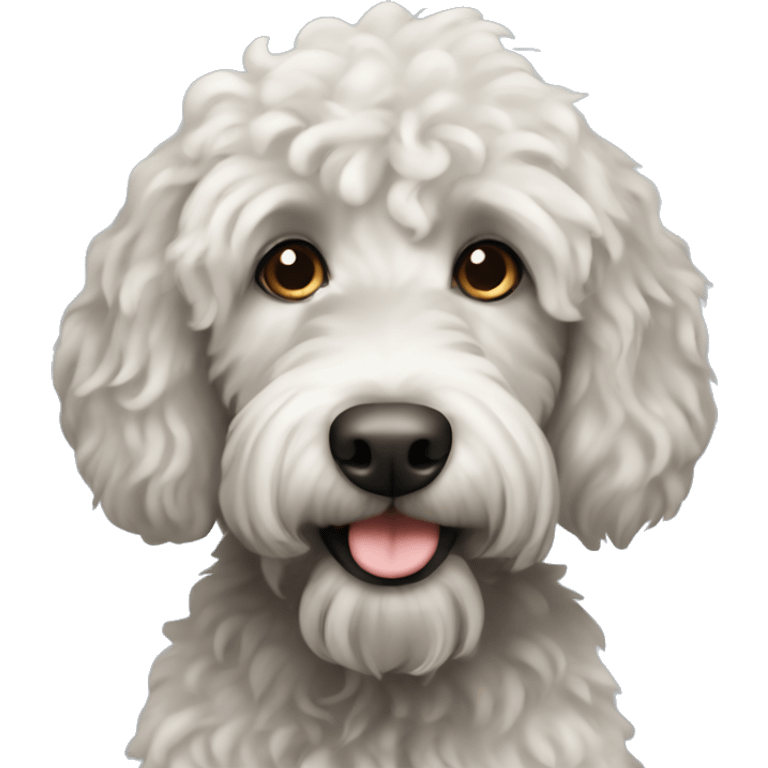 Black labradoodle dog not curly emoji