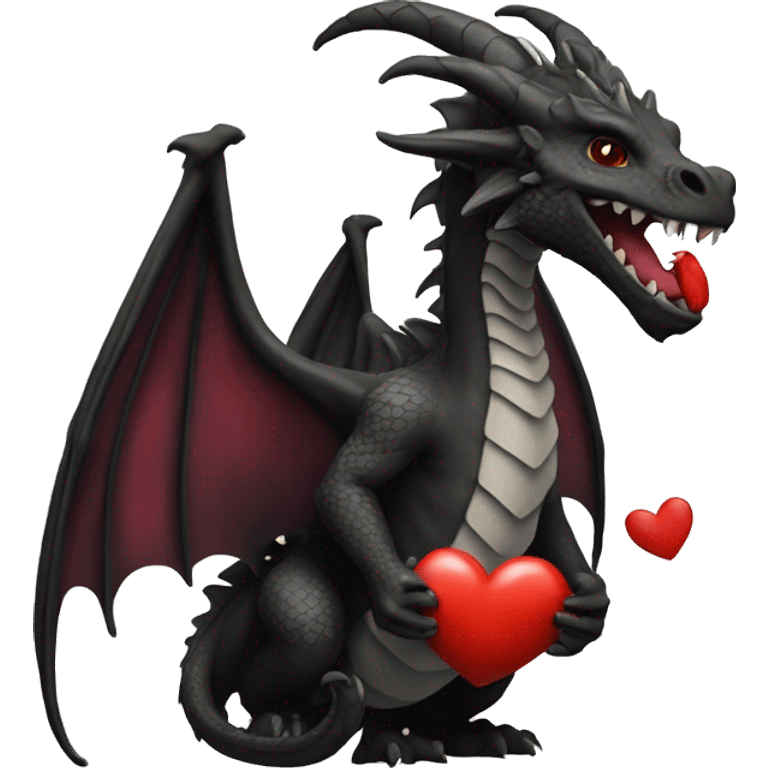 dragon black scale with a heart for lov emoji