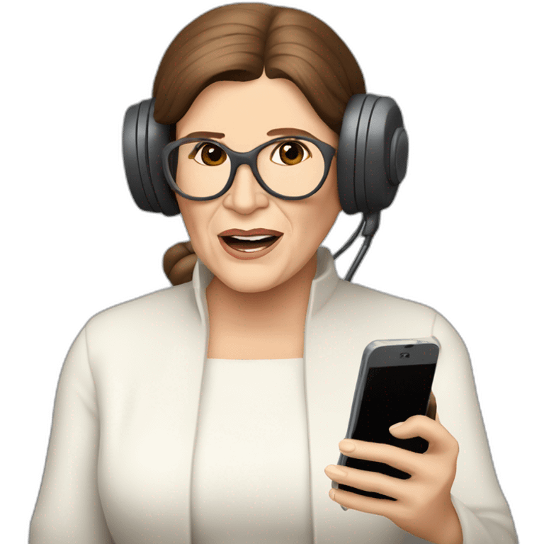 carrie fisher speaking with a phone emoji