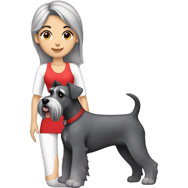 perro schnauzer plata cuerpo con mujer morena  emoji