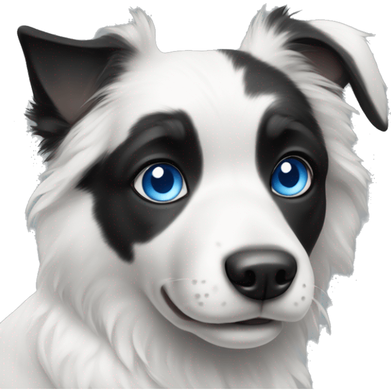 Black and white dog with blue eyes emoji