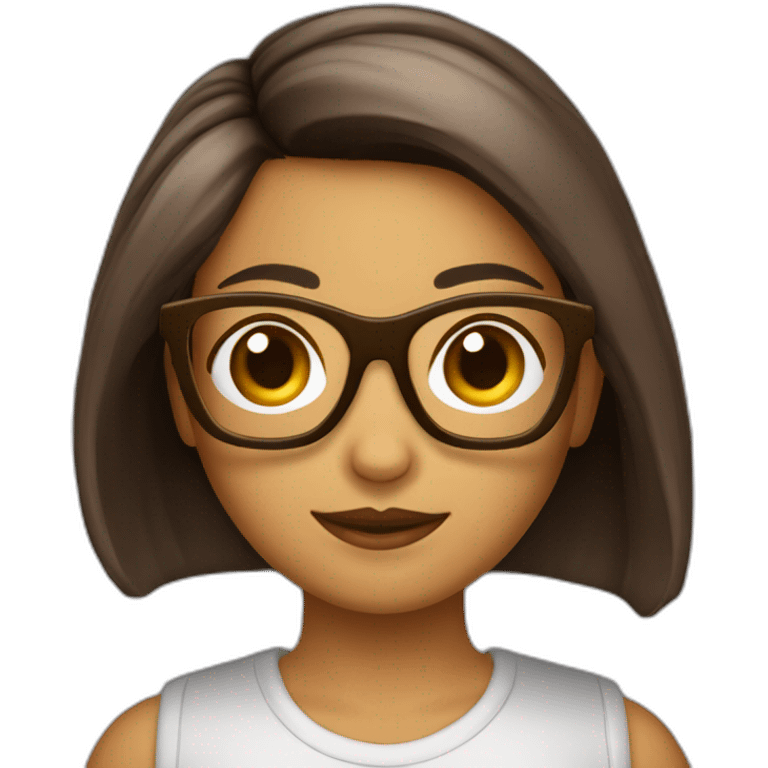 Chica pelo corto liso y marrón con gafas emoji