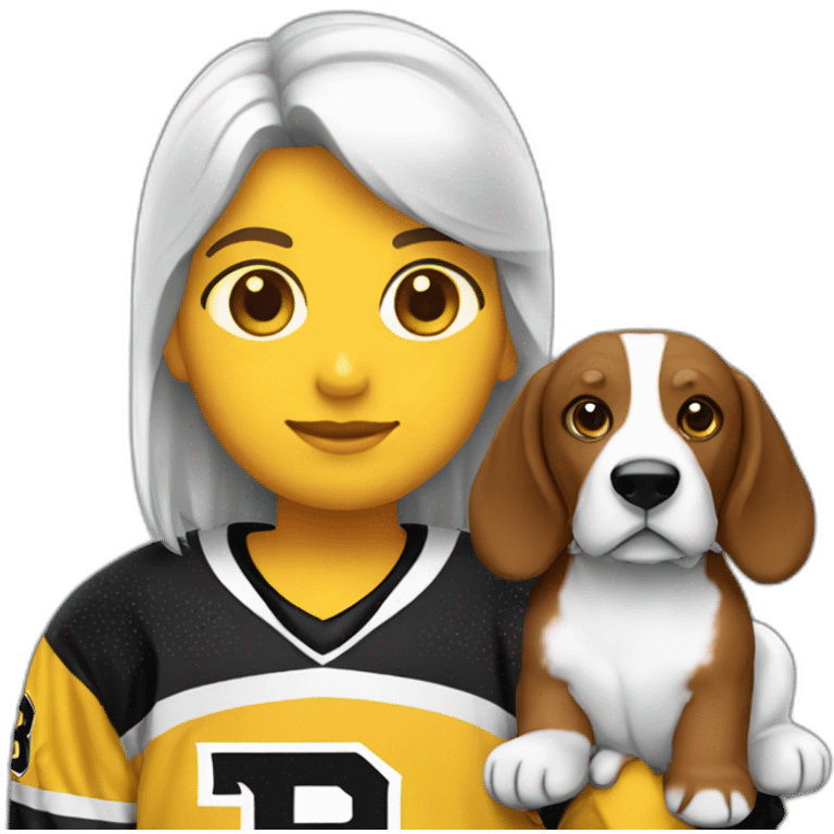 #28 boston bruins hockey white with bear player with basset hound dog emoji