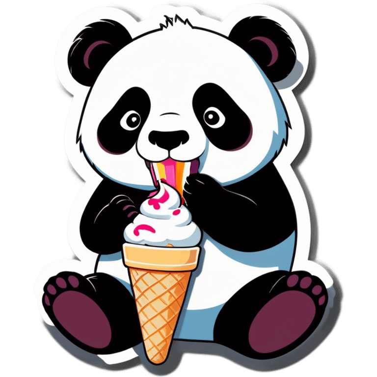 Panda eating ice cream emoji