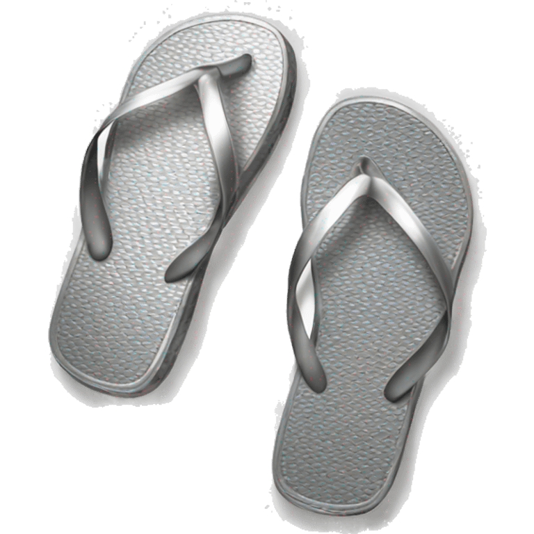 Realistic metallic silver flip flops. emoji