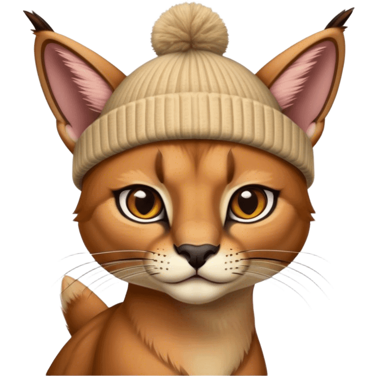 Caracal with beanie emoji