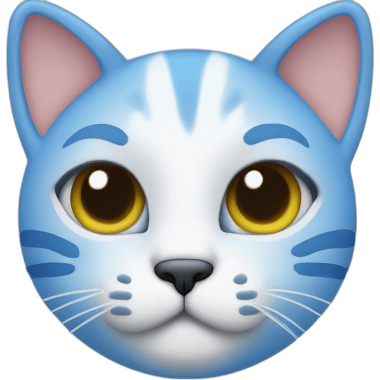 Blue simplistic sketch of a cute cat face emoji