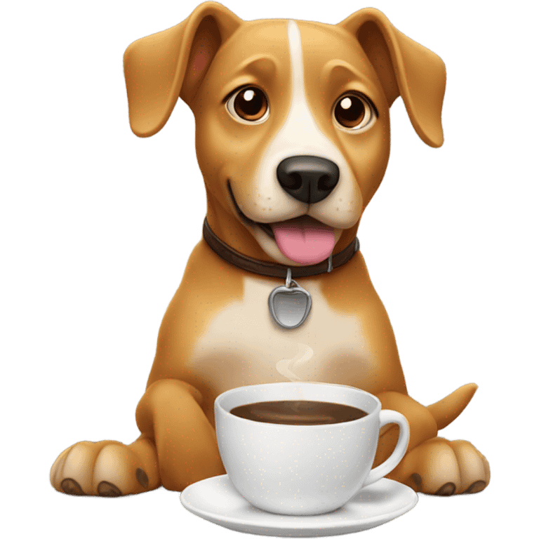 dog with coffe emoji