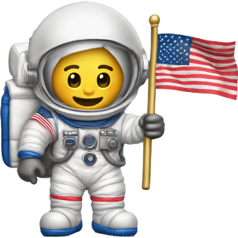 golden neil armstrong holding us flag on moon trophy emoji