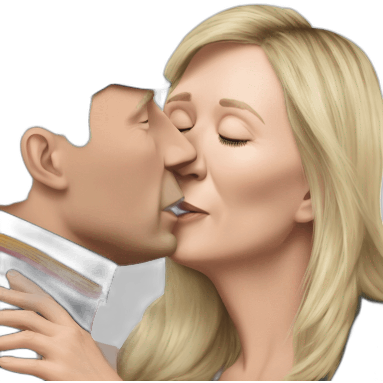 marine lepen giving a kiss to vladimir putin emoji