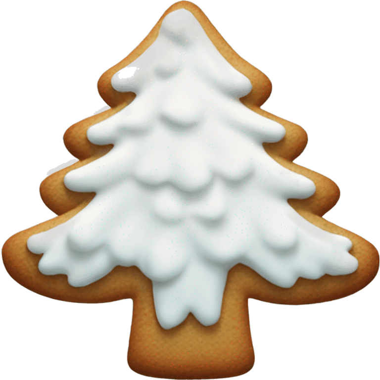 white frosted gingerbread cookie shaped like a pine tree emoji