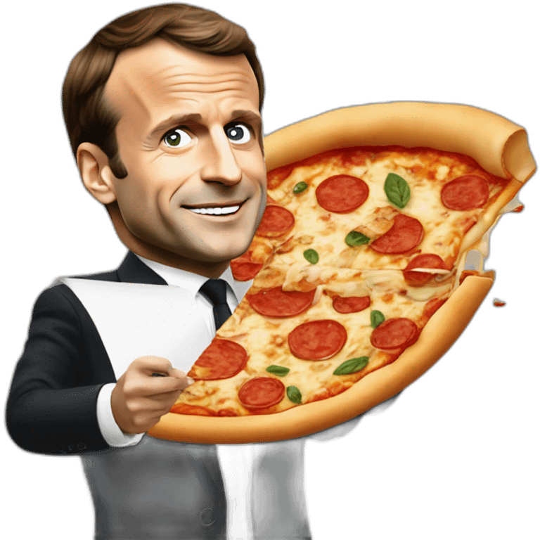 Emmanuel Macron qui mange une pizza emoji