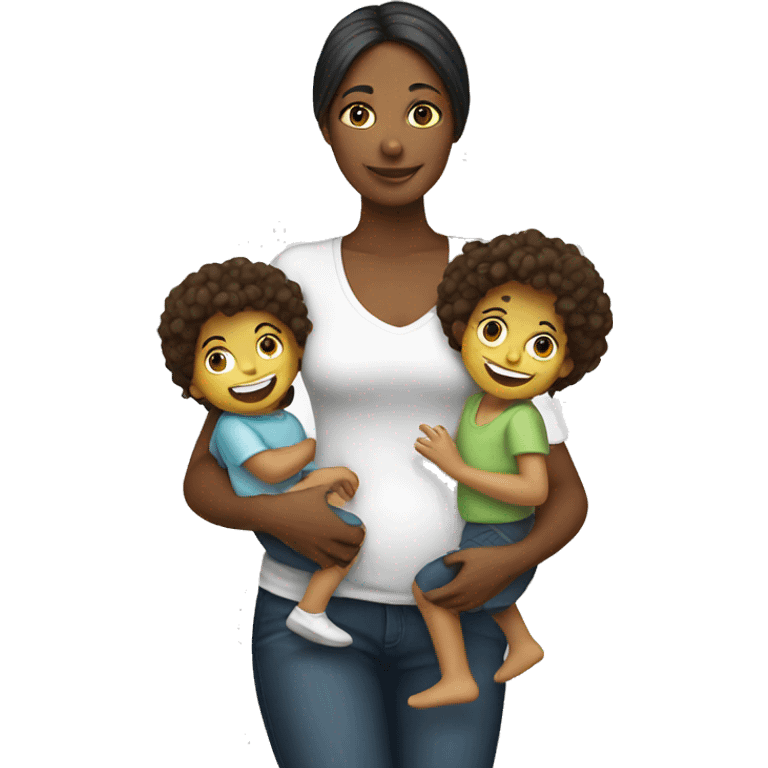 Mother with 3 children white emoji