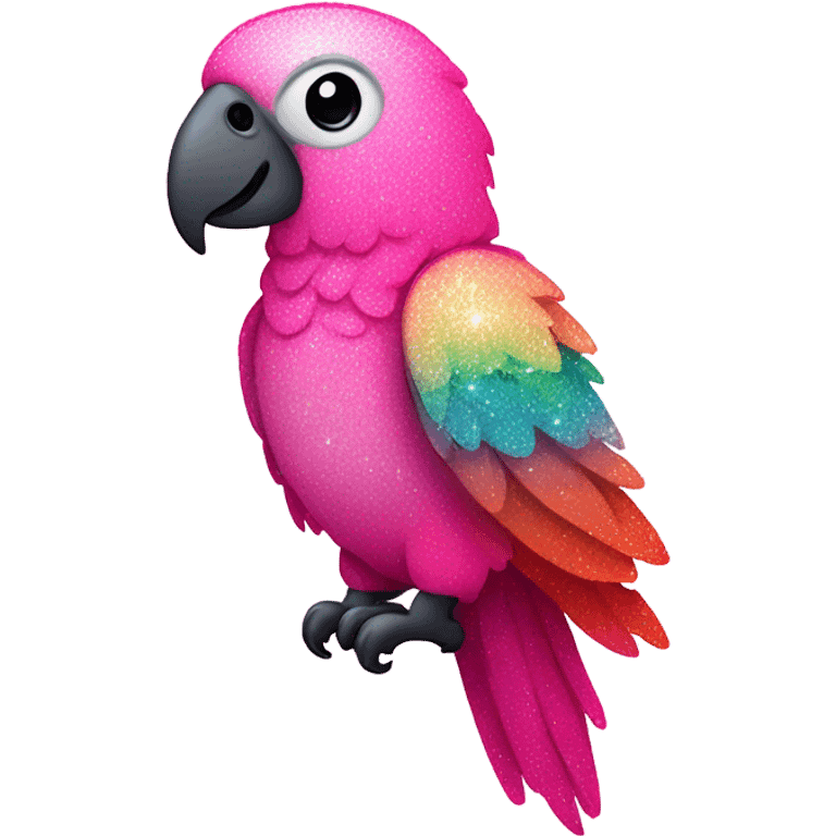 Pink ombre parrot with glitter emoji