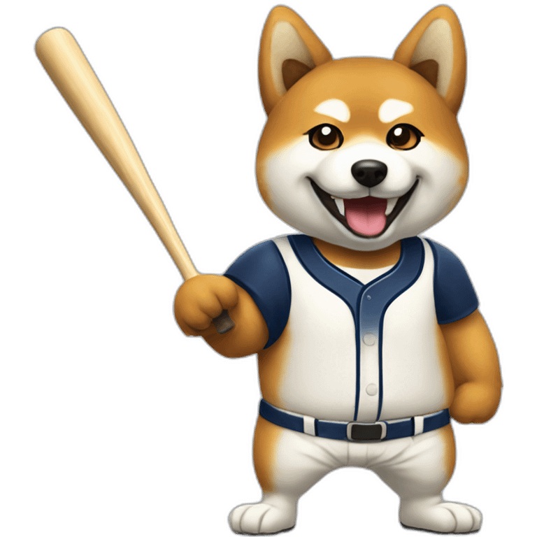 baseball player shiba-with-baseball-bat emoji