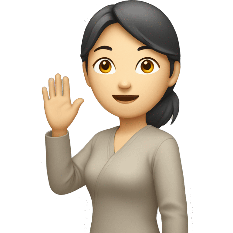 Asian woman (full-body) (raising hand in air) emoji