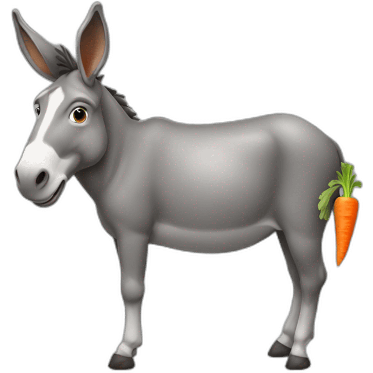 donkey with carrot from behind and front emoji