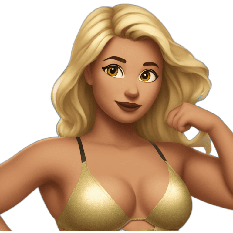 Slim-thicc Caucasian woman bikini superhero pose (beach body) emoji