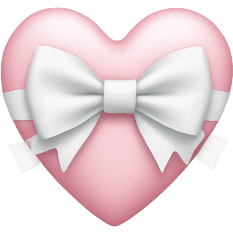 Pastel pink heart with white bow emoji