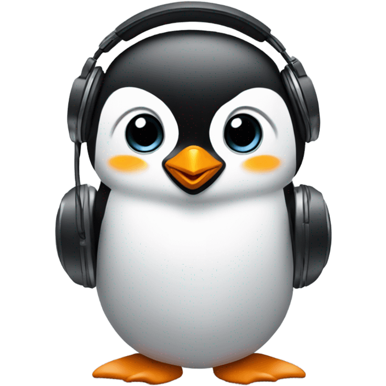 penguin with laptop & headphone emoji