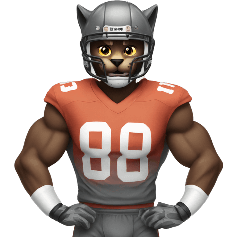 Muscular football player  a cat emoji