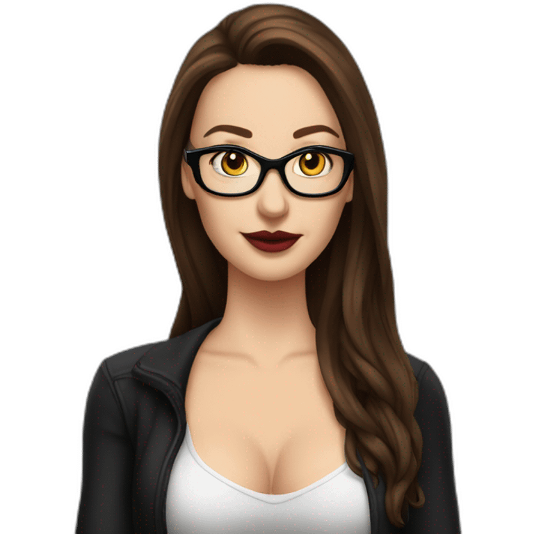 Sexy-Caucasian-Mum-woman-goth-long-brown-hair-standing-wearing-glasses-plus-size emoji