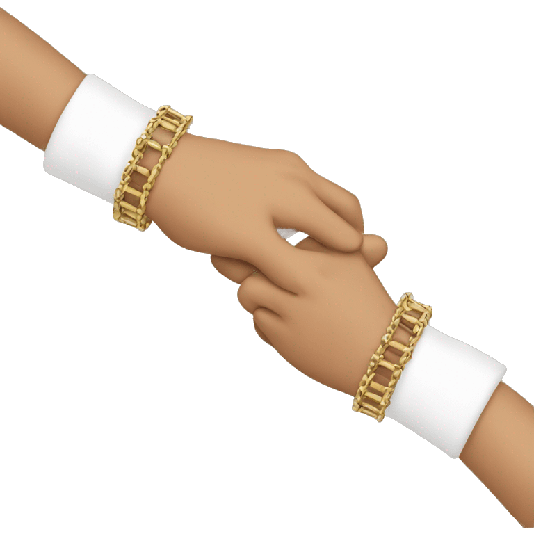 two hands holding with a bracelet each one emoji